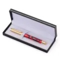 Elegante metalen vulpen met rood gemarmerde acryl houder in een luxe geschenkdoos - 041 Geschenkdoos Rood