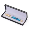 Luxe vulpen met gouden dop en blauwe acryl behuizing geleverd in een mooie geschenkdoos. - 041 Geschenkdoos Blauw