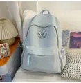 Sac à dos décontracté mignon dessin animé bleu clair, grand sac d'école pour voyage et quotidien. - Sac Individuel / L / Bleu