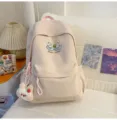 Sac à dos décontracté en toile de dessin animé mignon pour femmes, grande capacité. - Avec Pendentif / L / Rose