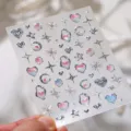 Holographic 3D heart star moon nail art stickers metallic jelly embossed manicure decals - TL500 Embossed Jelly Gel