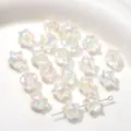 Cuentas de estrella iridiscente acrílicas abalorios sueltos DIY para pulseras collares. - Blanco