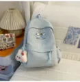 Sac à dos bleu mignon pour femme, grand format décontracté idéal pour le voyage et école. - Avec Pendentif / S / Bleu