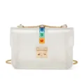 Transparente PVC Schultertasche mit bunten Pyramiden Nieten und Goldkette für Damen Alltag. - 20*13*6 / Klarweiß