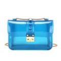 Blauer PVC Umhängetasche Modische Transparente Schultertasche mit Kette und Metallverschluss - 20*13*6 / Transparentes Blau