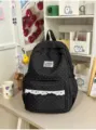 Cute polka dot backpack Korean style college school bag large capacity casual travel bag - Single Bag / Black