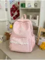 Cute pink polka dot school backpack for women and girls, college style casual travel daypack. - Single Bag / Pink