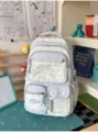 Korean style cute ita bag student backpack in light blue stripe variant for casual daily commute. - Backpack / Single Bag / Blue