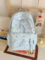 Cute star pattern backpack for women students, casual large capacity school bag for daily travel. - Single Bag / Blue