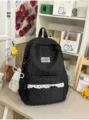 Black polka dot backpack for school and travel with cute lace trim and large capacity daily bag - With Pendant / Black