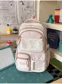 Cute pink stripe ita backpack with clear window, sweet style school bag for women and teens. - Backpack / Single Bag / Pink
