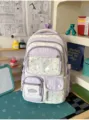 Cute purple striped ita bag backpack with clear window, sweet style student school book bag. - Backpack / Single Bag / Purple