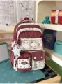 Korean style cute ita bag backpack with star stripe pattern and transparent front window. - Backpack / With Pendant / Red