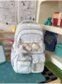 Korean style star striped cute ita backpack for students, stylish casual commuter school bag. - Backpack / With Pendant / Blue