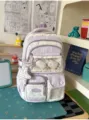 Korean ins style cute star striped ita backpack with transparent window and star pendant bag - Backpack / With Pendant / Purple