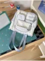 Korean style cute star striped ita bag backpack with clear front pockets and double straps. - Shoulder Bag / Single Bag / Blue