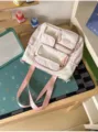 Cute pink star ita bag with transparent window, sweet style canvas school shoulder backpack - Shoulder Bag / Single Bag / Pink