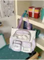 Korean style ins cute ita bag backpack with clear window, star pattern and bow for student. - Shoulder Bag / With Pendant / Purple