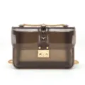 Transparent PVC crossbody shoulder bag with chic chain strap and gold pyramid studs. - 20*13*6 / Transparent Black