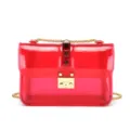 Red transparent PVC crossbody bag with chic pyramid studs and gold chain strap for women. - 20*13*6 / Transparent Rose Red