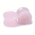 Natural pink stone ear plugs body piercing stretchers pair fashion body jewelry item - 1 Pair / 6mm / Rose Quartz