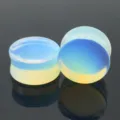 Synthetic opal ear plugs gauge body piercing jewelry stretcher pair smooth polished surface - 1 Pair / 6mm / Opal