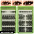 DIY individual cluster eyelashes soft comfortable natural curly volume segmented lash extensions - X+F+304050P
