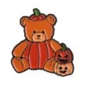 Cute Halloween Teddy Bear Enamel Pin Metal Pumpkin Brooch Badge Creative Holiday Party - Pumpkin Bear (QHXZ7066)