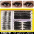 DIY cluster eyelash extensions fluffy natural individual lashes mixed length tray kit beauty - HZZPMIX