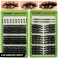 DIY individual cluster eyelashes natural soft comfortable thick volume fake eyelashes set - X+F+6080100P