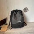 Sac à dos à cordon à carreaux décontracté unisexe séparation humide sèche voyage fitness - Noir