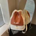 Sac à dos à cordon quadrillé pour hommes et femmes, sac de voyage étanche et fitness. - Blanc Cassé