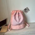 Sac à dos cordon rose, cartable casual à carreaux étanche voyage sport séparation. - Rose