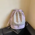 Sac à dos à cordon à carreaux décontracté avec séparation humide et sèche pour le voyage. - Violet
