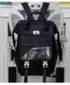 Japanese literary style black backpack for women, large capacity student school bag with clear pocket. - Black Single Bag