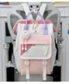 Japanese Style Cute Pink White Student Backpack Large Capacity Casual School Bookbag - White and Pink with Pendant