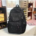 School backpack με σχέδιο αστέρια σε μαύρο χρώμα για κορίτσια μαθητική τσάντα πλάτης - Μαύρο Σακίδιο