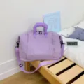 Large capacity purple travel duffel bag waterproof gym bag with adjustable strap - Purple