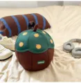 Mochila infantil bonita con forma de durian para niños y niñas, bolso portátil verde y marrón. - Café