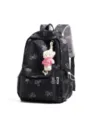 Schwarzer Schulrucksack mit Teddybär Mustern und Plüschanhänger für tägliche Reisen - Mit Anhänger / Schwarz
