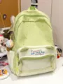 Cute light green cat ear ita backpack with transparent badge pocket, large capacity student bag. - With Charm / S / Green