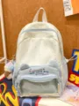 Cute cat ear ita bag with transparent badge window, large capacity backpack for students. - With Charm / S / Blue