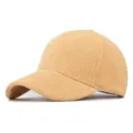 Classico berretto da baseball in velluto a coste kaki chiaro, cappello casual per uso quotidiano. - Regolabile / Beige