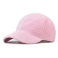Dettaglio berretto da baseball in velluto a coste rosa con visiera curva e tessuto. - Regolabile / Rosa