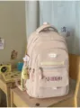 Bonita mochila rosa de estilo coreano con gran capacidad bolso escolar para viajes diarios - Con Colgante / Rosa