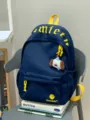 Japanischer Stil minimalistischer großer lässiger niedlicher dunkelblauer Rucksack für Damen. - Mit Anhänger / Dunkelblau