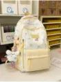 Cute ins style canvas school backpack for girls and students casual travel backpack - Yellow with Pendant