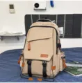 Καθημερινό σχολικό σακίδιο καμβά για φοιτητές, μεγάλη χωρητικότητα χακί ταξιδίου. - Κακί Μονή τσάντα