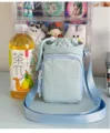 Bolso bandolera informal de nailon azul claro para mujer, diseño sencillo para el día a día. - Azul