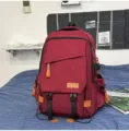Mochila escolar de gran capacidad para estudiantes burdeos bolsa de viaje casual - Rojo Bolso Solo